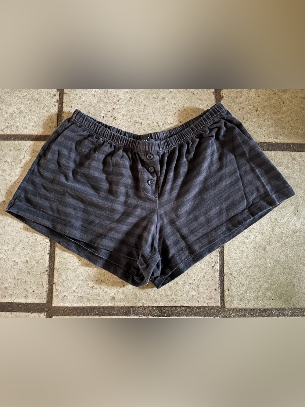 Striped boxer button style short shorts